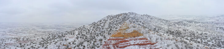 Tucumcari Mountain New Mexico covered in snow