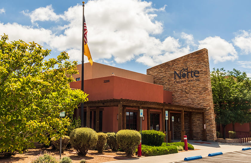 Exterior of DNCU branch on Cerrillos Road in Santa Fe New Mexico