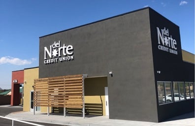 Image of front entrance to DNCU building on Riverside Drive in Espanola New Mexico