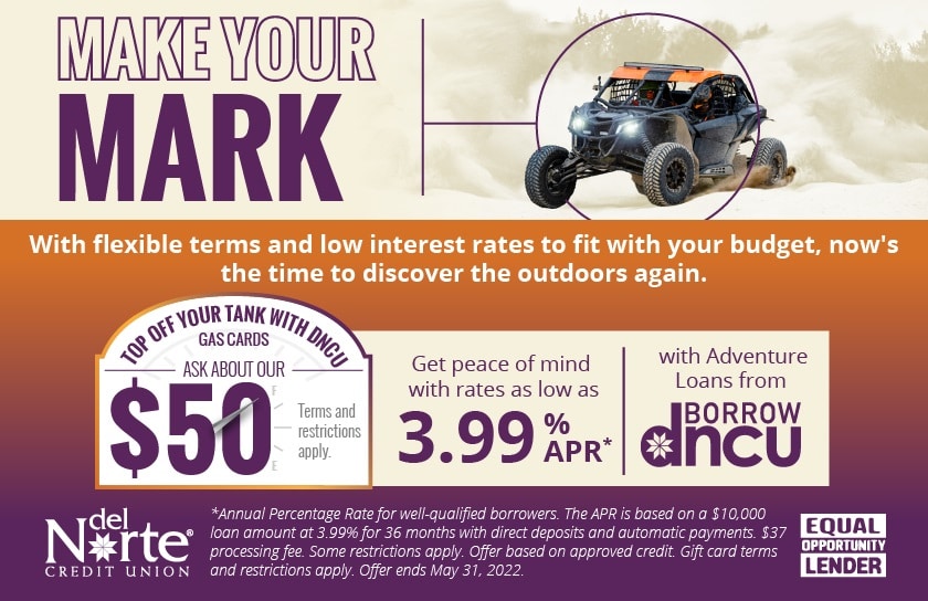 Promotional Ad For $50 Gas Card With Any Adventure Loan At DNCU