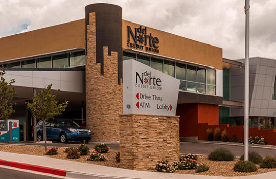 Exterior of DNCU branch in midtown Santa Fe New Mexico