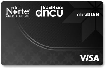 Front of Obsidian business credit card from DNCU