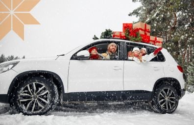 Winter shopping in a new car.