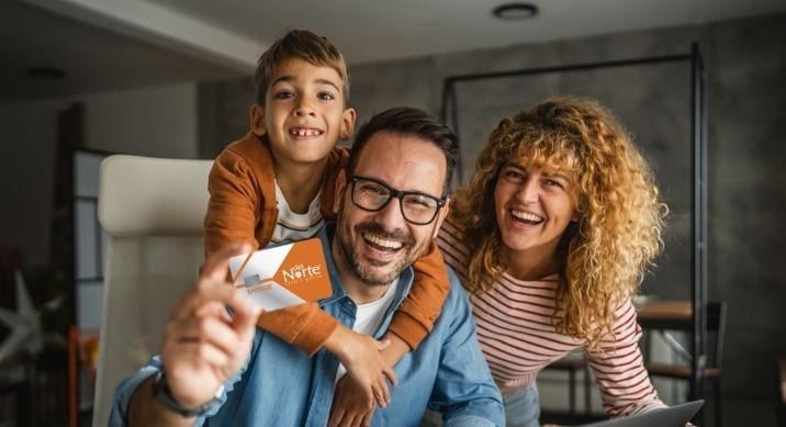 Dad is excited about his new Del Norte Credit Union Credit Card