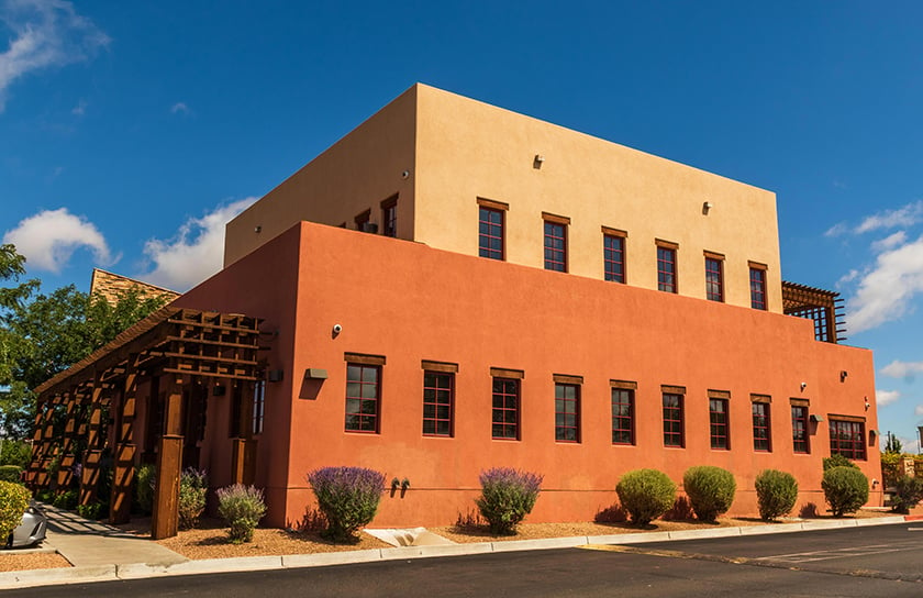 Exterior of DNCU branch on Cerrillos Road in Santa Fe New Mexico